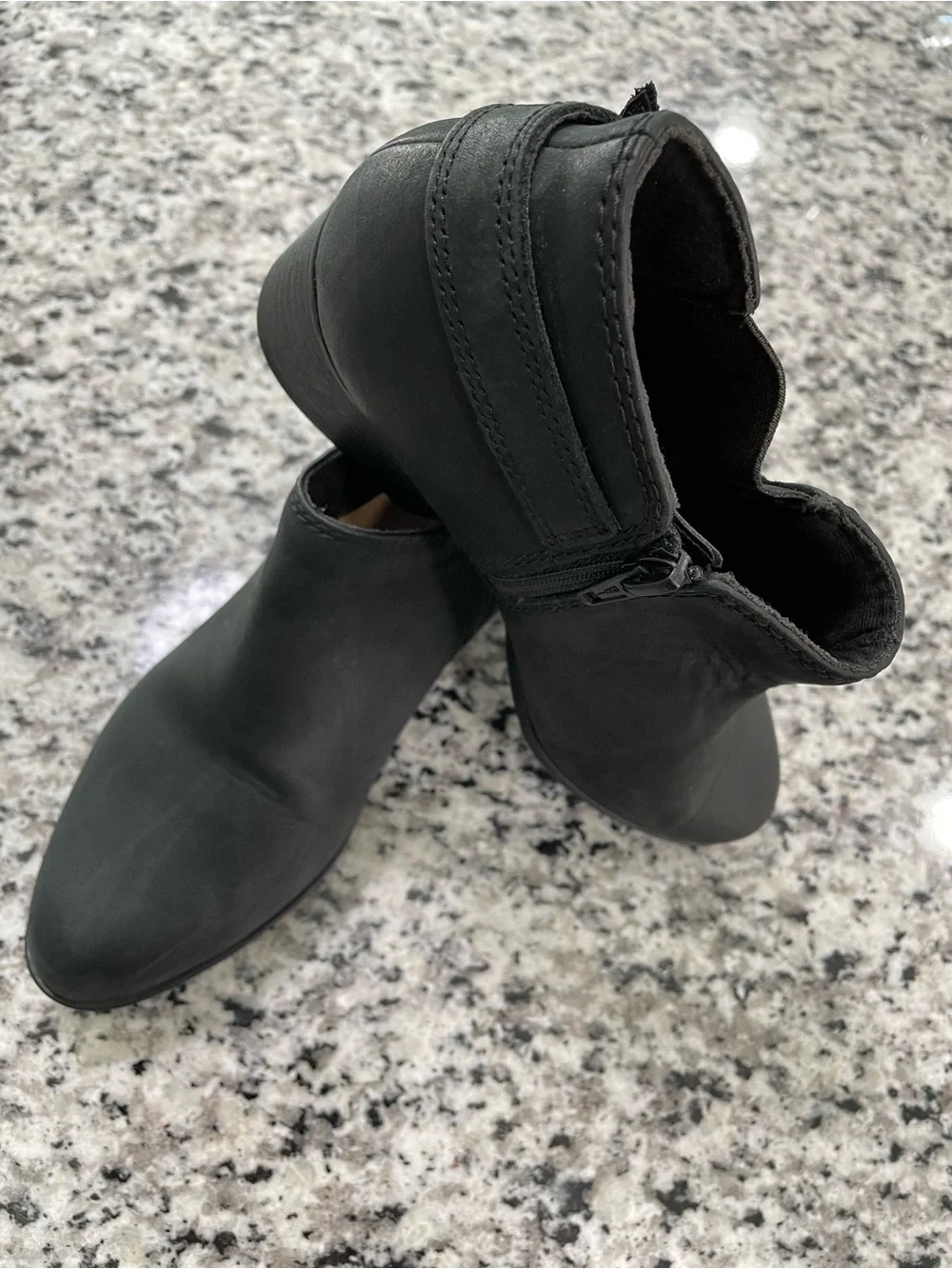 Clarks Black Leather Women's Ankle Booties with Side Zip